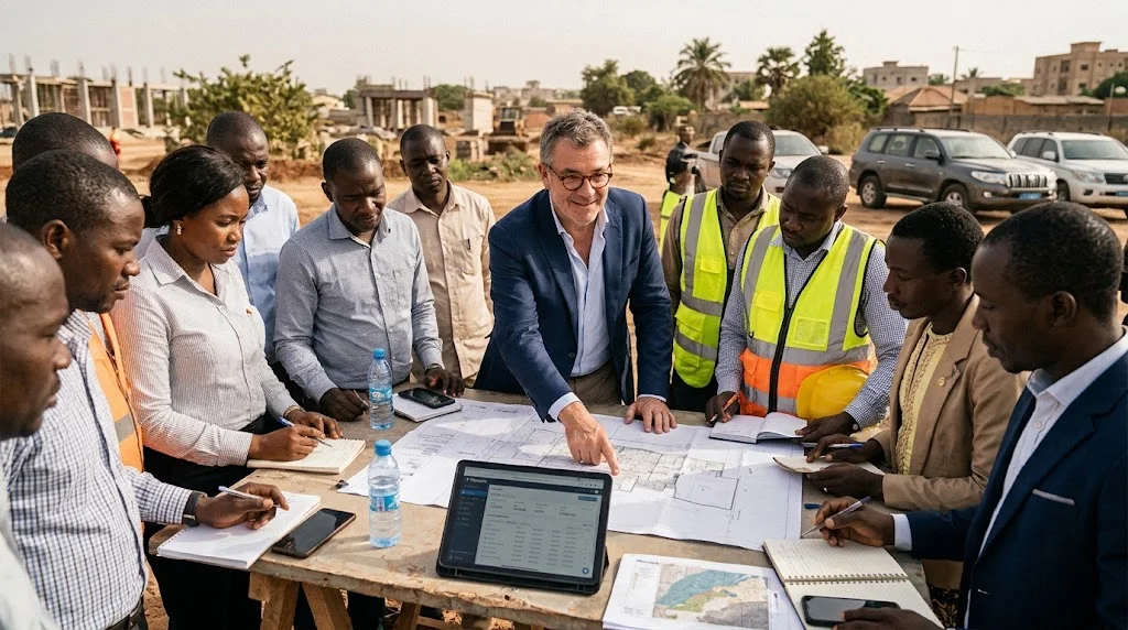 Équipe de projet sur un chantier d'aménagement